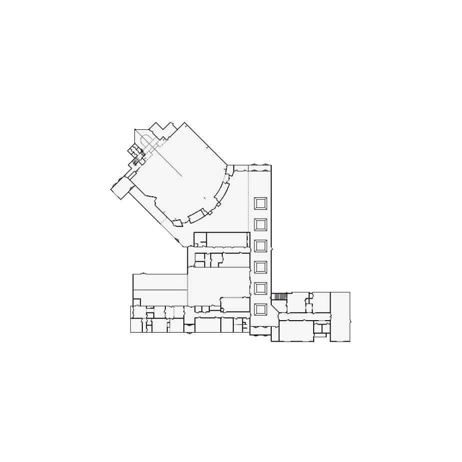 Complex 100000 sq ft multi-wing school or university interior sketch for ESX