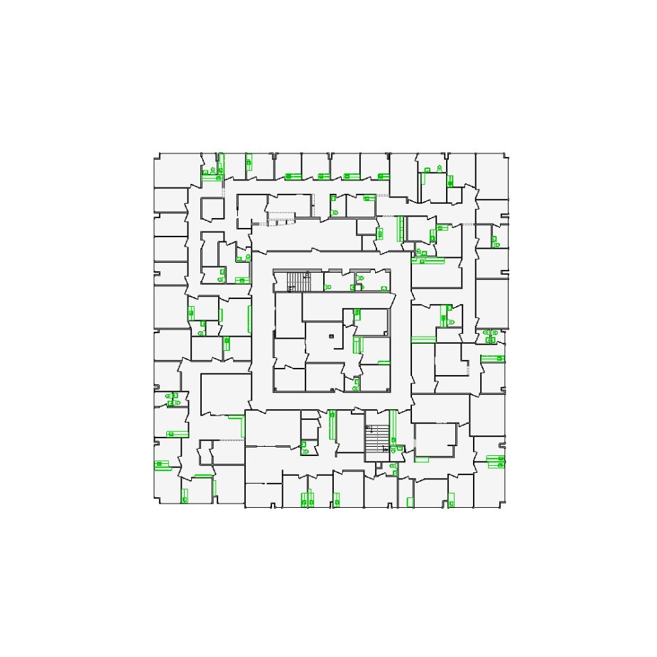 Complex 70000 sq ft high school building interior sketch floor plan in Xactimate