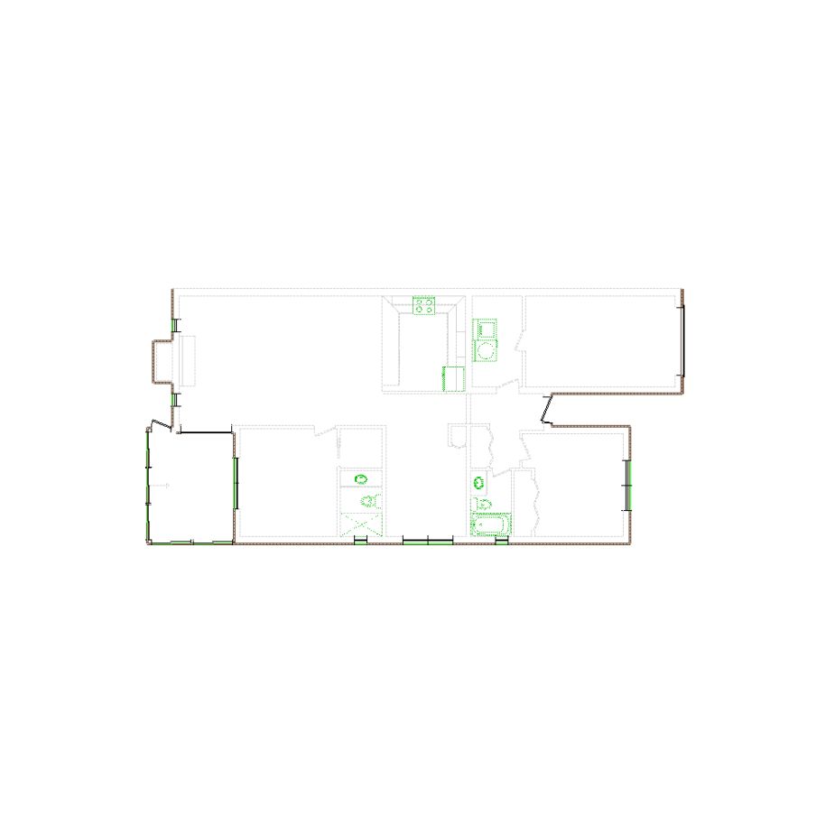 Detailed exterior sketch (1001-1500 SF) based on interior layout provided by the client or created by us. Suitable for siding, paint, and wall estimates.