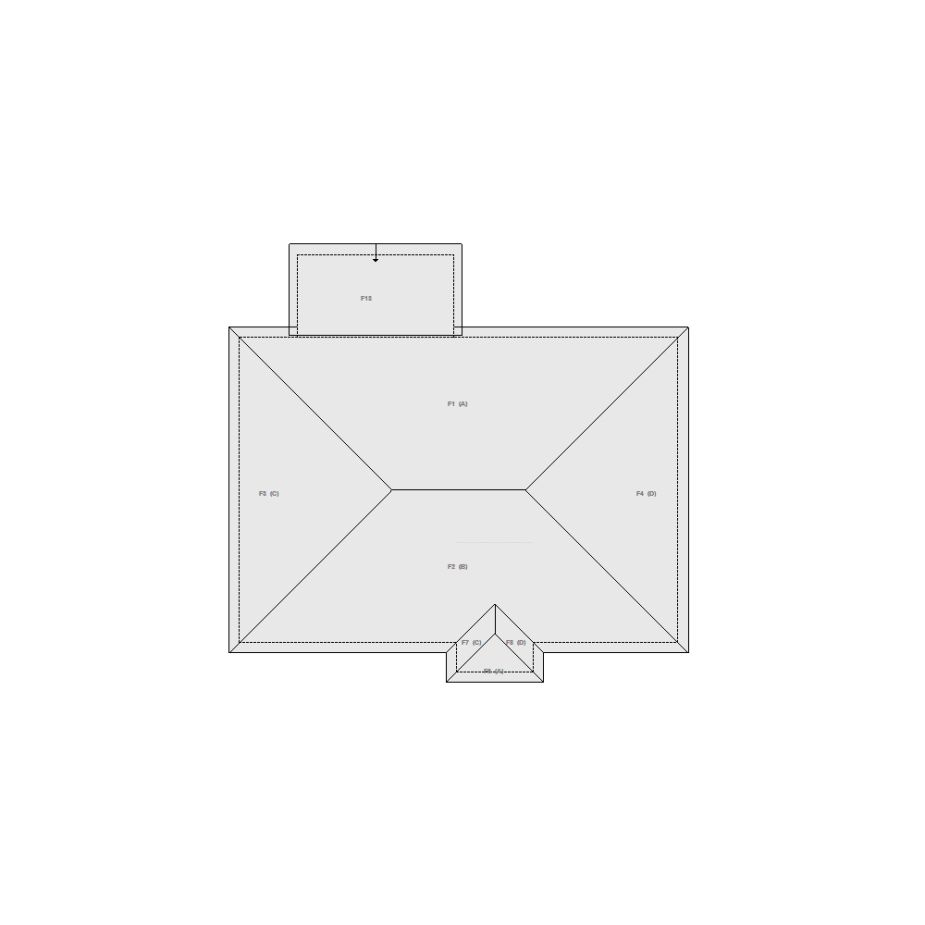 Roof sketch of a residential structure with a roof area (21-30 SQ), ideal for damage assessment and restoration purposes in Xactimate.