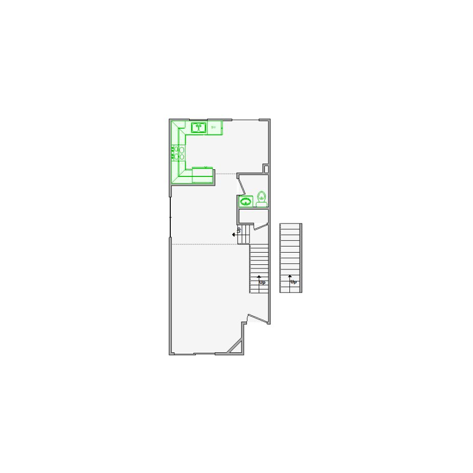 Detailed interior sketch for Xactimate (1501-2000 SF) for damage assessment and restoration. Includes doors, windows, ceilings, kitchen and bathroom symbols.
