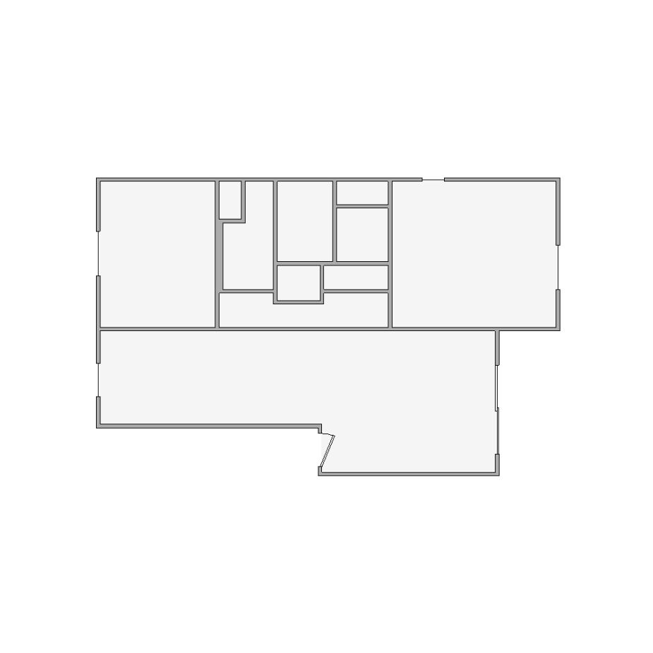 Simple interior sketch for Xactimate (501-1000 SF). Perfect for partial renovations, such as updating floors, walls, or ceilings, without full detailing.