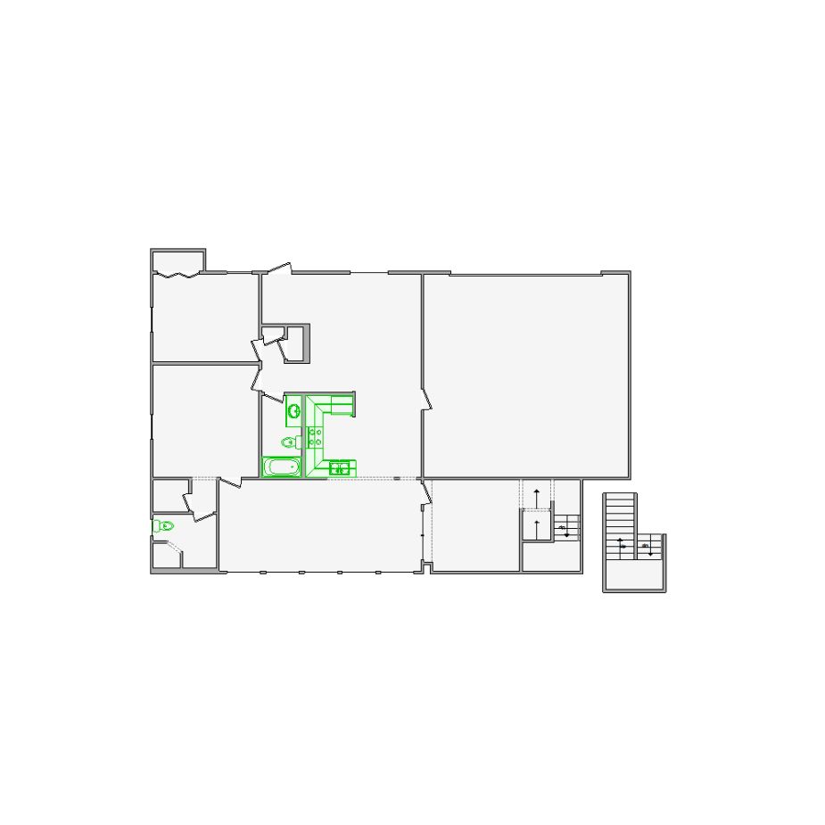Detailed interior sketch for Xactimate (2501-3000 SF) for damage assessment and restoration. Includes doors, windows, ceilings, kitchen and bathroom symbols.
