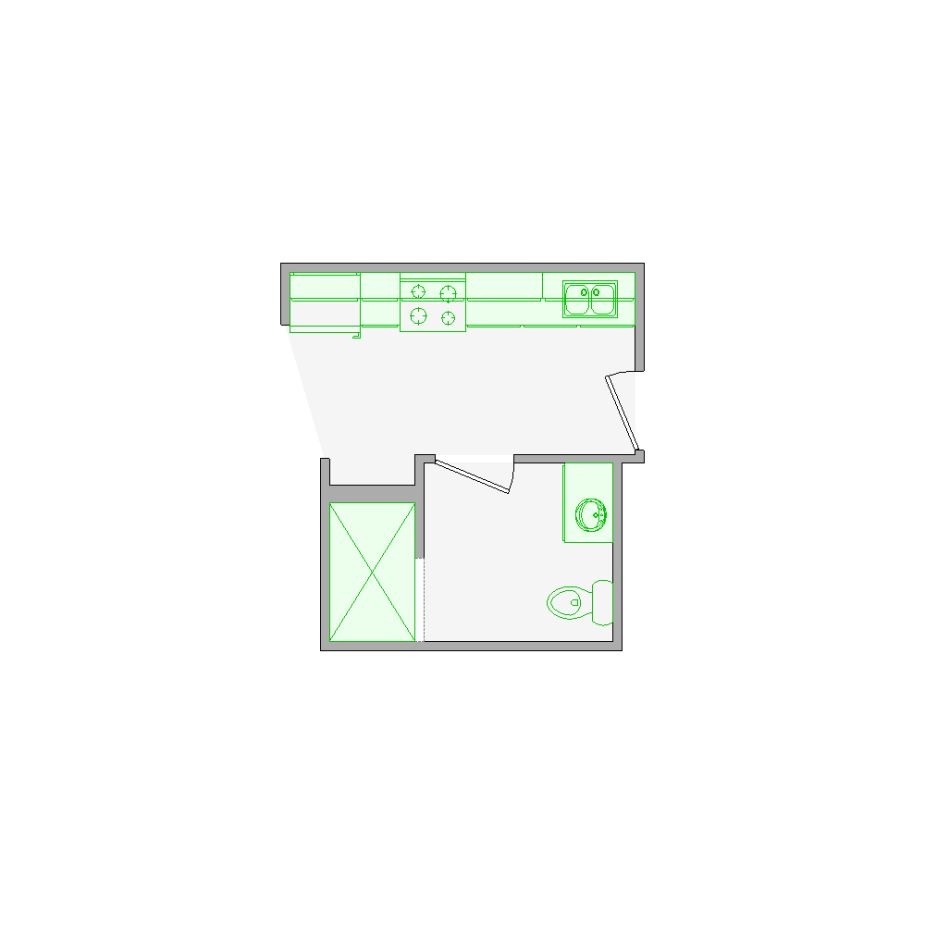 Detailed interior sketch for Xactimate (101-250 SF) for damage assessment and restoration. Includes doors, windows, ceilings, kitchen and bathroom symbols.