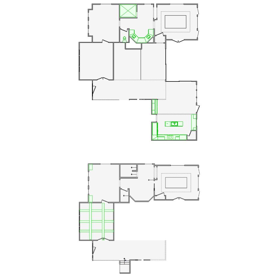 Correction interior sketches (3001-4000 SF) for Xactimate. Fixing layout errors, adjusting doors, windows, ceilings, and symbols for accurate assessments.