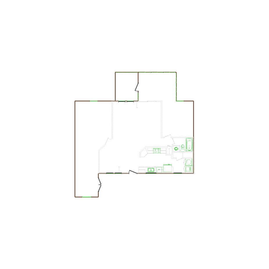 Detailed exterior sketch (1001-1500 SF) based on interior layout provided by the client or created by us. Suitable for siding, paint, and wall estimates.