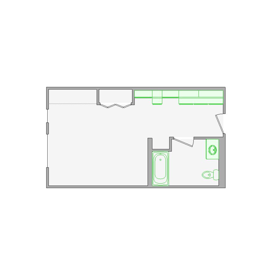 Detailed interior sketch for Xactimate (251-500 SF) for damage assessment and restoration. Includes doors, windows, ceilings, kitchen and bathroom symbols.