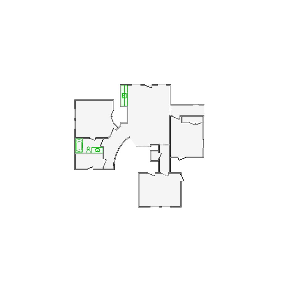 Detailed interior sketch for Xactimate (3001-3500 SF) for damage assessment and restoration. Includes doors, windows, ceilings, kitchen and bathroom symbols.