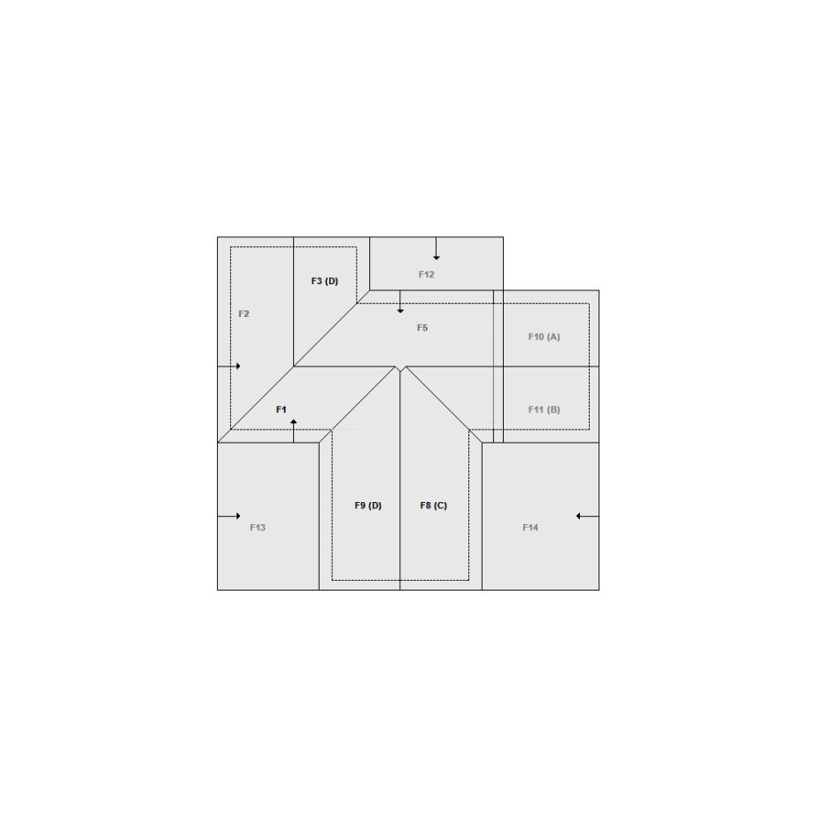 Roof sketch of a residential structure with a roof area (11-20 SQ), ideal for damage assessment and restoration purposes in Xactimate.