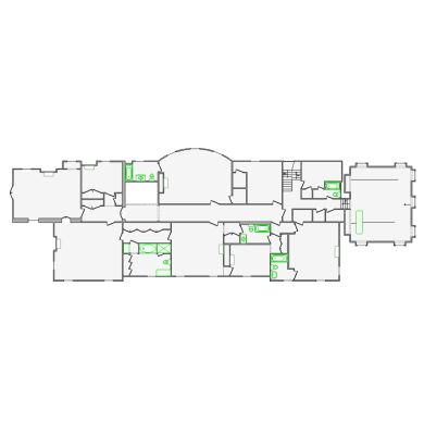 Detailed interior sketch for Xactimate (12001-17000 SF) for damage assessment and restoration. Includes doors, windows, ceilings, kitchen and bathroom symbols.
