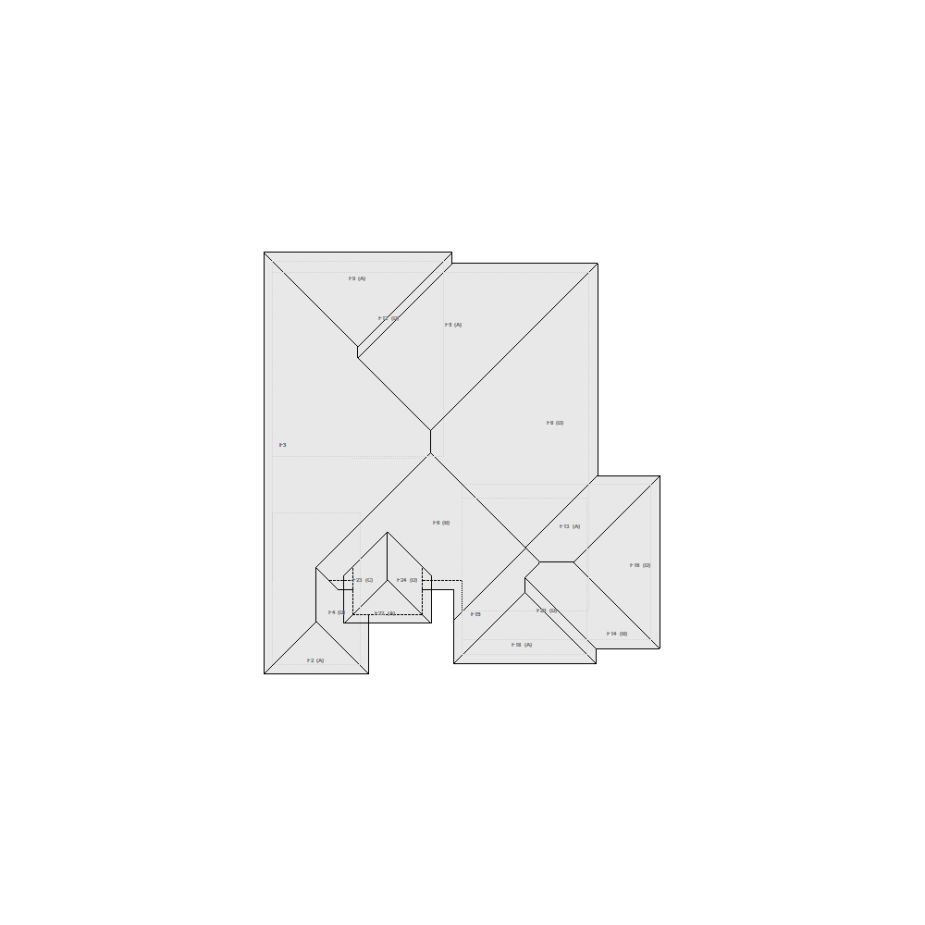 Roof sketch of a residential structure with a roof area (31-40 SQ), ideal for damage assessment and restoration purposes in Xactimate.