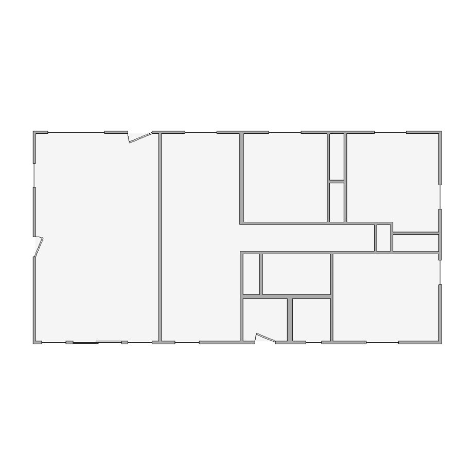 Simple interior sketch for Xactimate (1001-1500 SF). Perfect for partial renovations, such as updating floors, walls, or ceilings, without full detailing.