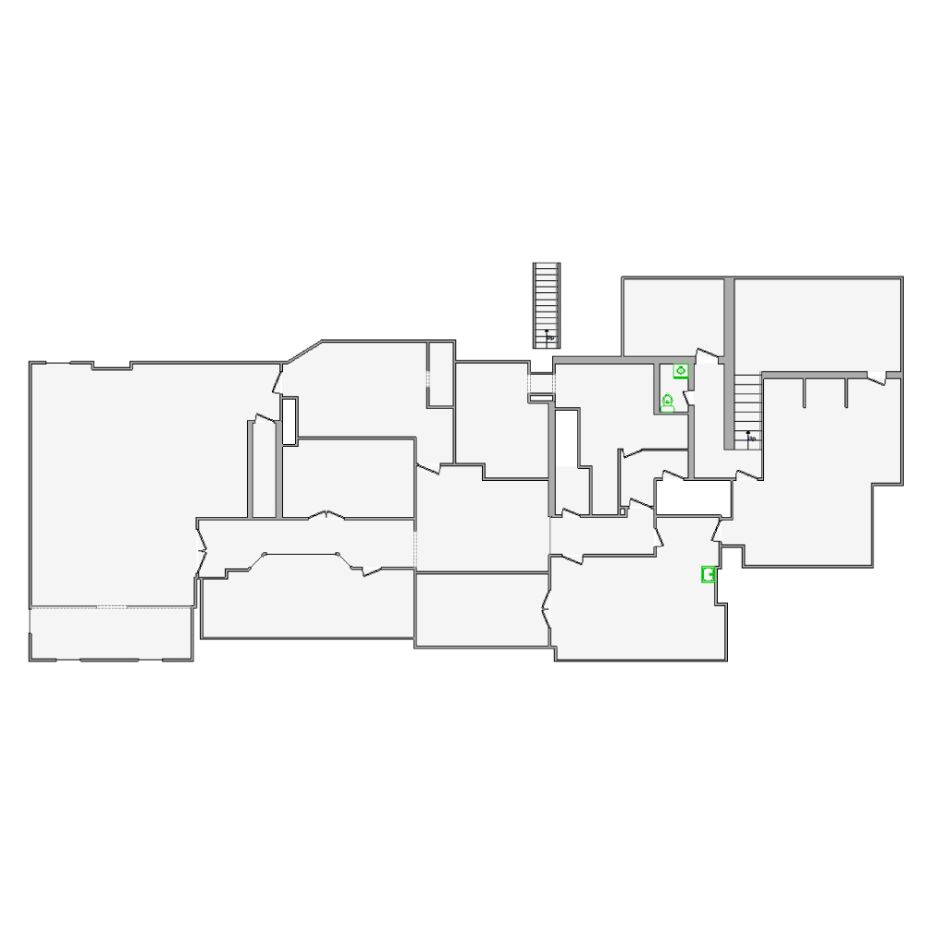 Detailed interior sketch for Xactimate (12001-17000 SF) for damage assessment and restoration. Includes doors, windows, ceilings, kitchen and bathroom symbols.