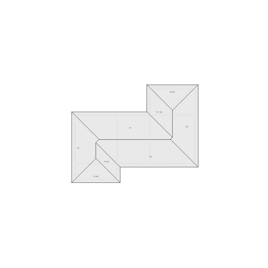 Roof sketch of a residential structure with a roof area (31-40 SQ), ideal for damage assessment and restoration purposes in Xactimate.