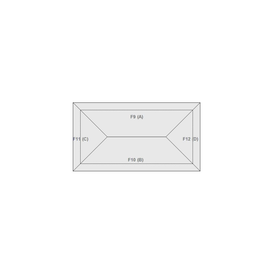 Roof sketch of a residential structure with a roof area (1-5 SQ), ideal for damage assessment and restoration purposes in Xactimate.