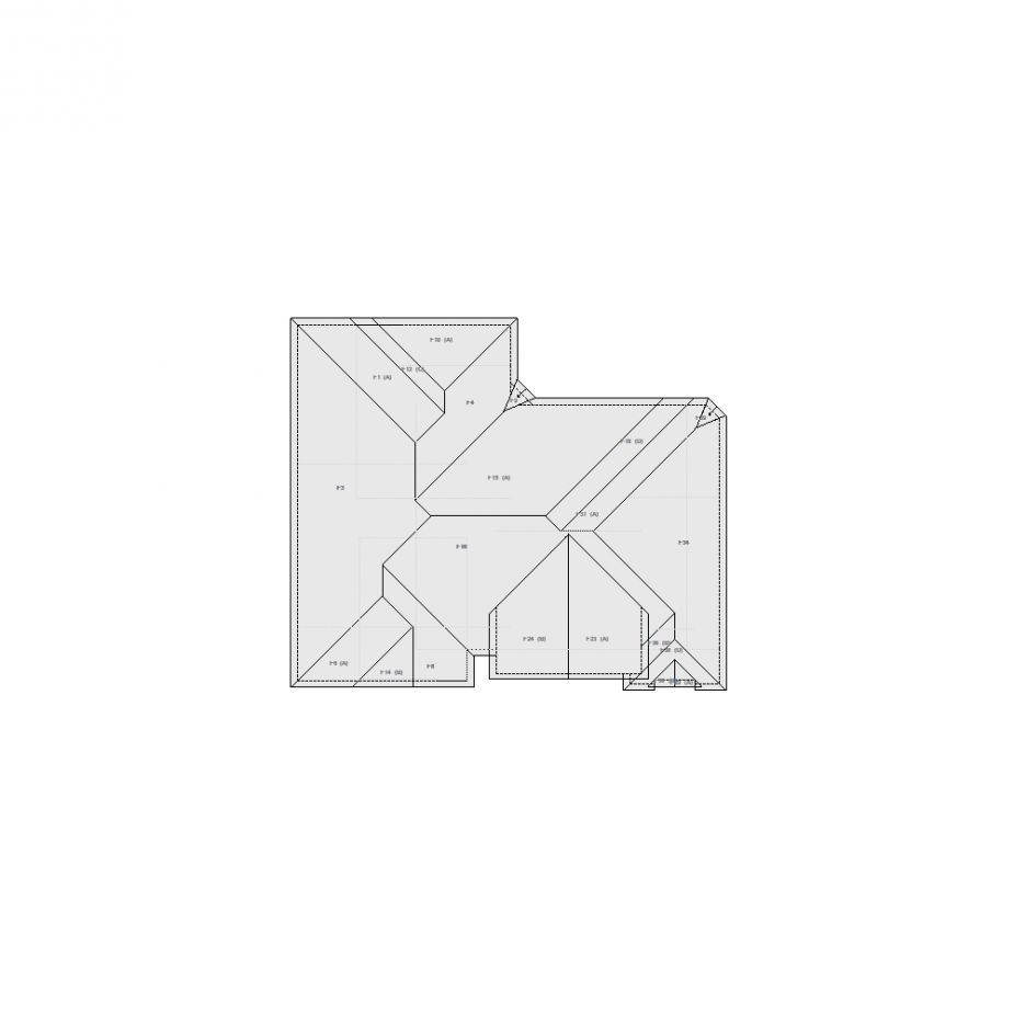 Roof sketch of a residential structure with a roof area (31-40 SQ), ideal for damage assessment and restoration purposes in Xactimate.