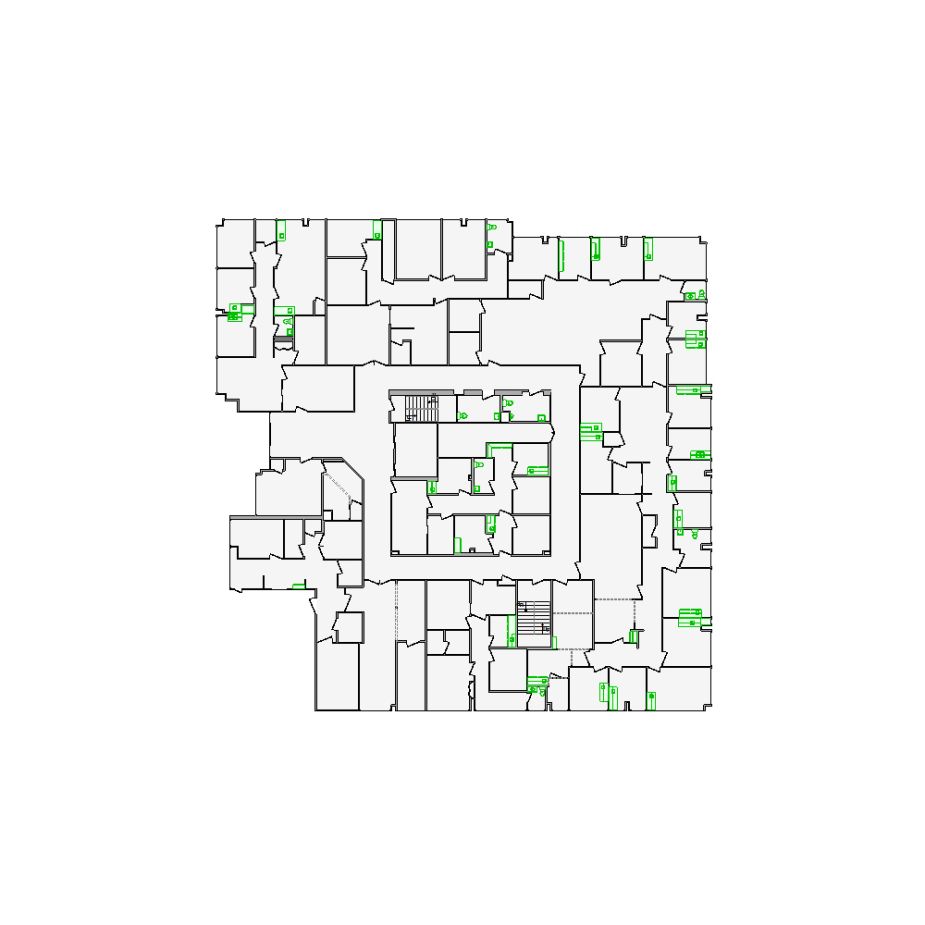 Detailed commercial interior sketch for Xactimate (53001-64000 SF). Accurate layouts for damage assessment, insurance claims, and restoration projects.