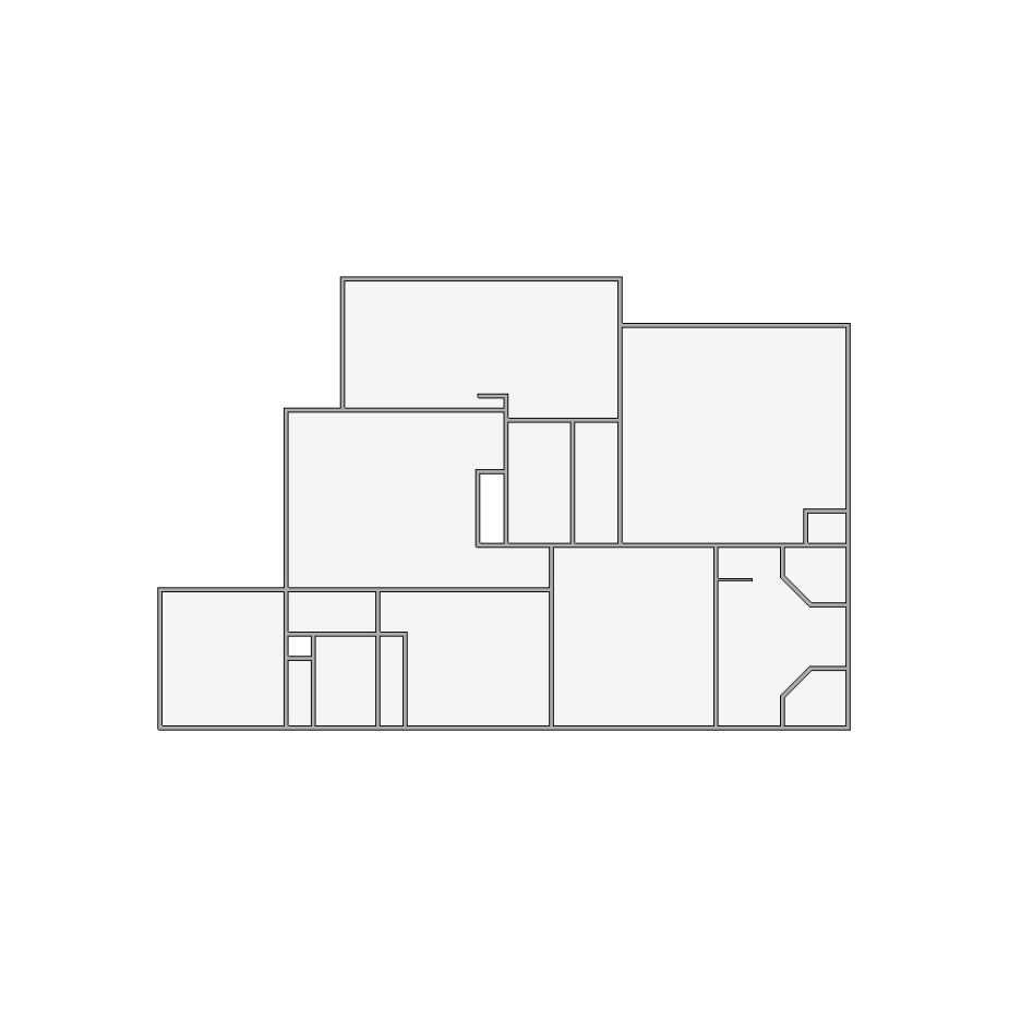 Simple interior sketch for Xactimate (1501-2000 SF). Perfect for partial renovations, such as updating floors, walls, or ceilings, without full detailing.