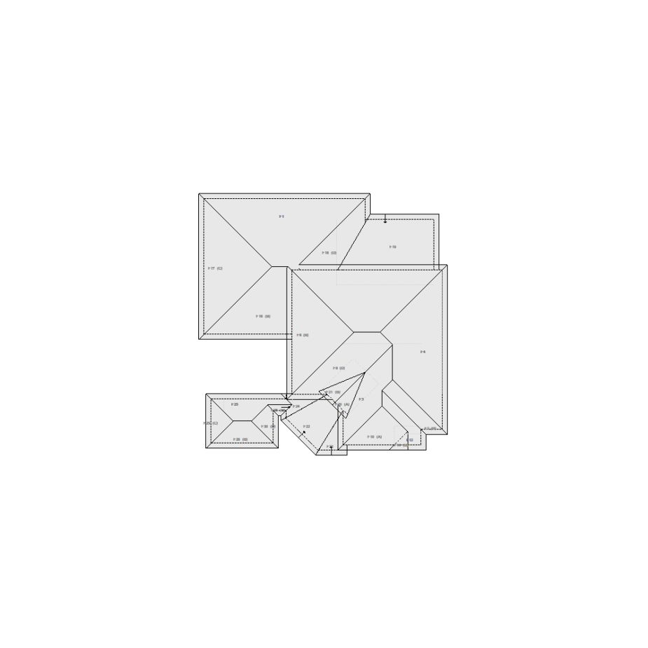 Roof sketch of a residential structure with a roof area (31-40 SQ), ideal for damage assessment and restoration purposes in Xactimate.