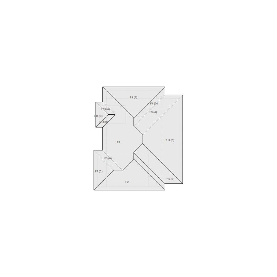 Roof sketch of a residential structure with a roof area (11-20 SQ), ideal for damage assessment and restoration purposes in Xactimate.