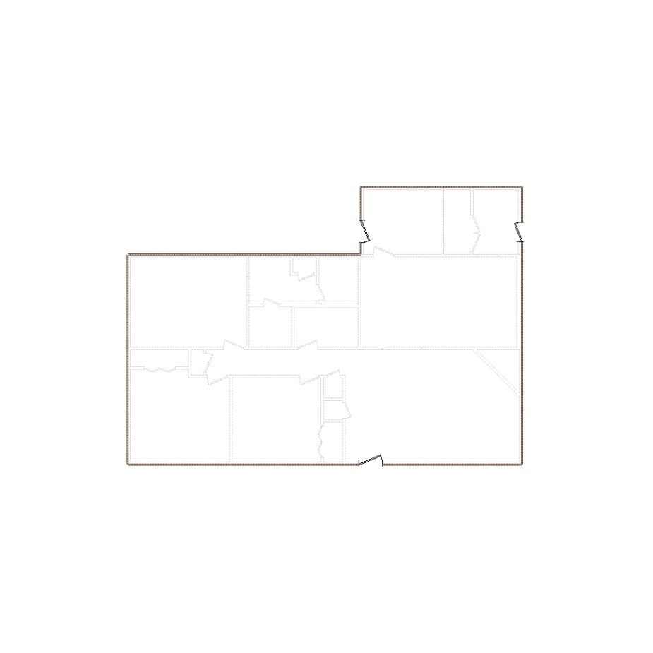 Simple exterior sketch based on interior layout (1001-1500 SF), either provided by the client or created by us, suitable for estimating in Xactimate.