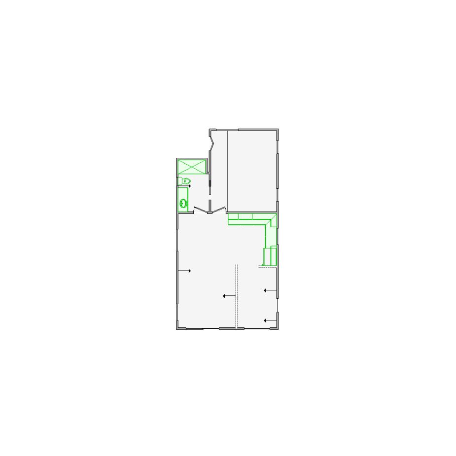 Detailed interior sketch for Xactimate (2501-3000 SF) for damage assessment and restoration. Includes doors, windows, ceilings, kitchen and bathroom symbols.