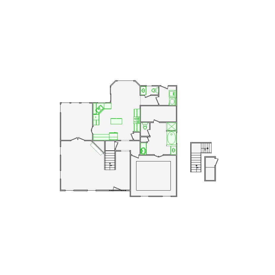 Detailed interior sketch for Xactimate (2501-3000 SF) for damage assessment and restoration. Includes doors, windows, ceilings, kitchen and bathroom symbols.