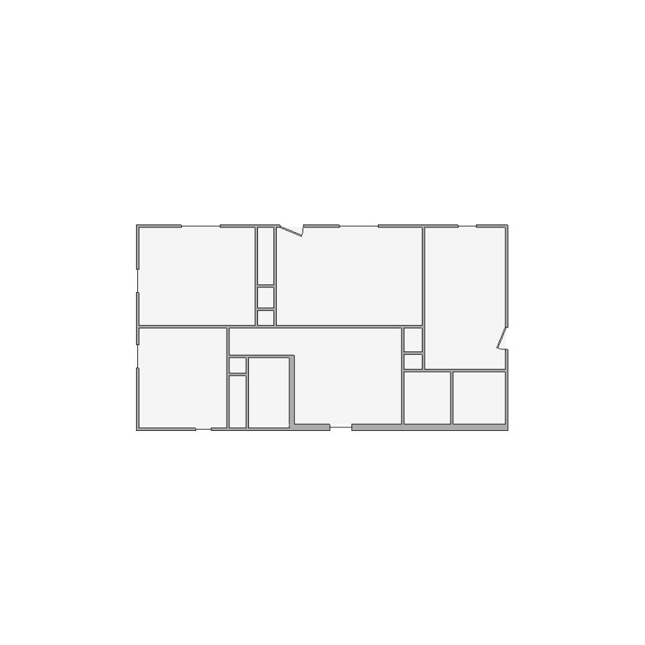 Simple interior sketch for Xactimate (1001-1500 SF). Perfect for partial renovations, such as updating floors, walls, or ceilings, without full detailing.