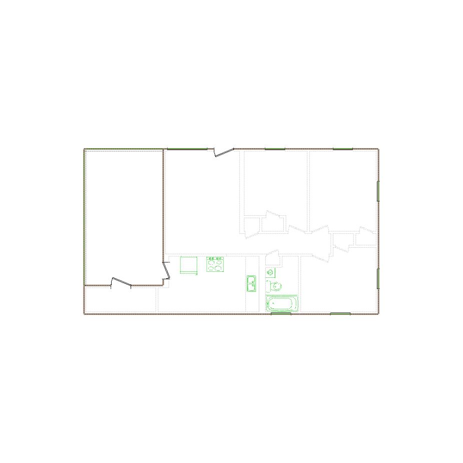 Detailed exterior sketch (751-1000 SF) based on interior layout provided by the client or created by us. Suitable for siding, paint, and wall estimates.
