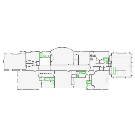 Detailed interior sketch for Xactimate (12001-17000 SF) for damage assessment and restoration. Includes doors, windows, ceilings, kitchen and bathroom symbols.