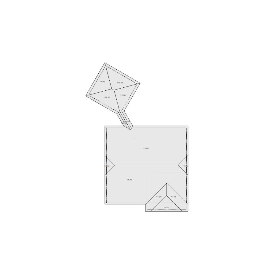 Roof sketch of a residential structure with a roof area (31-40 SQ), ideal for damage assessment and restoration purposes in Xactimate.