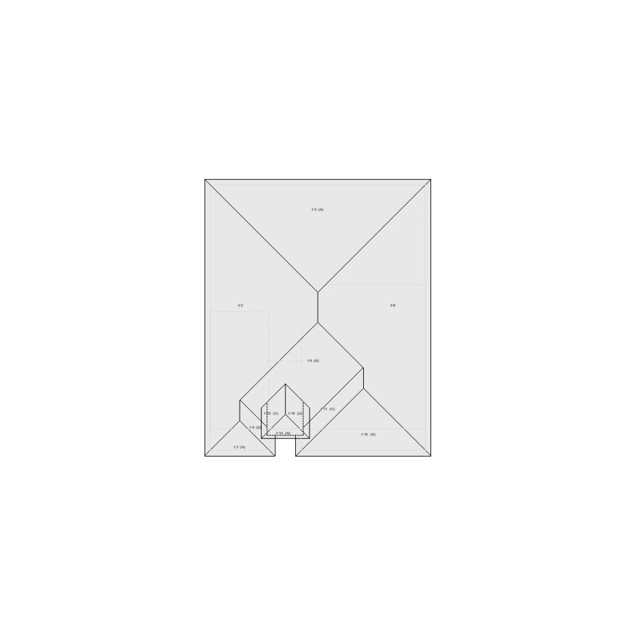 Roof sketch of a residential structure with a roof area (31-40 SQ), ideal for damage assessment and restoration purposes in Xactimate.