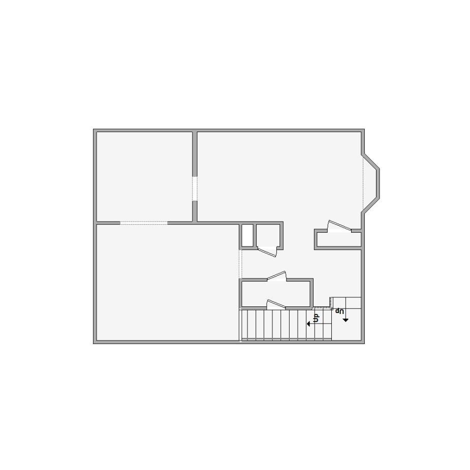 Simple interior sketch for Xactimate (1001-1500 SF). Perfect for partial renovations, such as updating floors, walls, or ceilings, without full detailing.