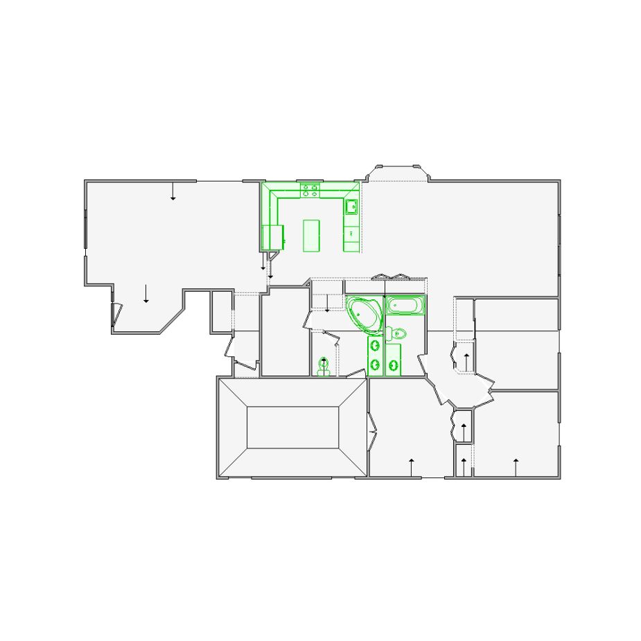 Detailed interior sketch for Xactimate (3501-4000 SF) for damage assessment and restoration. Includes doors, windows, ceilings, kitchen and bathroom symbols.