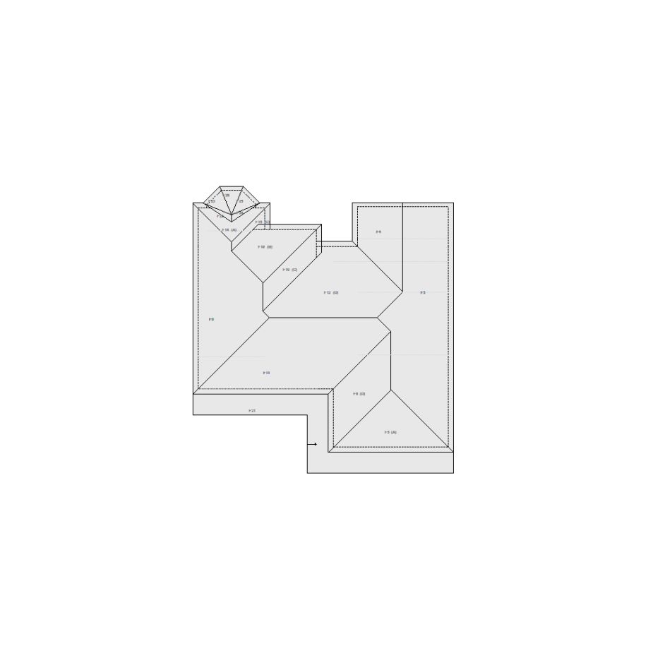 Roof sketch of a residential structure with a roof area (31-40 SQ), ideal for damage assessment and restoration purposes in Xactimate.