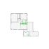Detailed interior sketch for Xactimate (501-1000 SF) for damage assessment and restoration. Includes doors, windows, ceilings, kitchen and bathroom symbols.