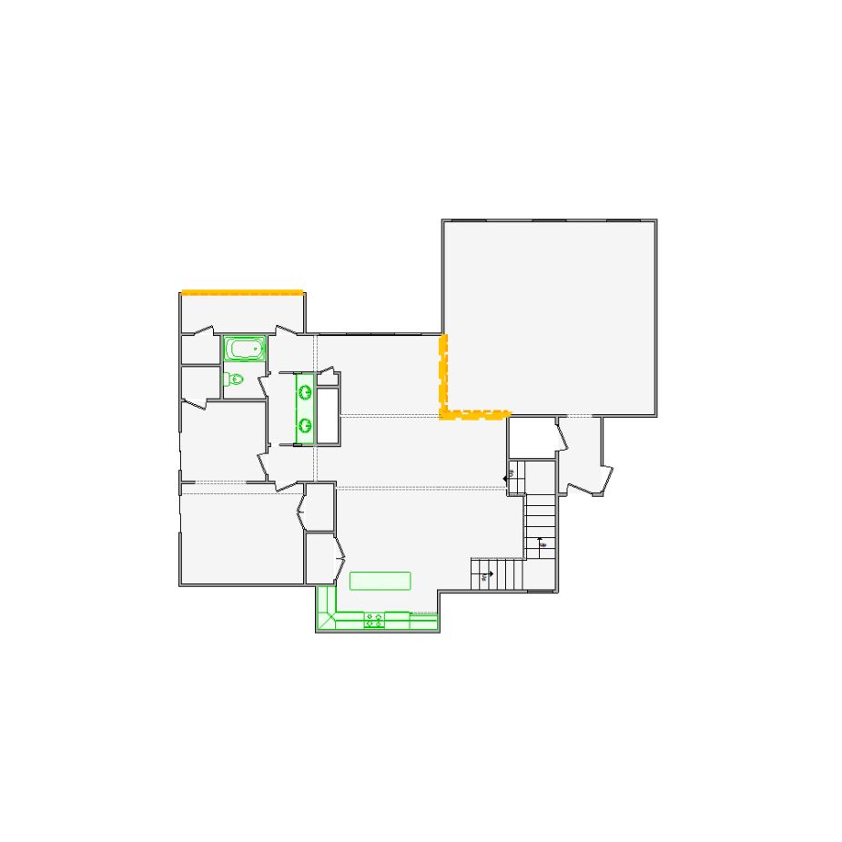 Detailed interior sketch for Xactimate (3501-4000 SF) for damage assessment and restoration. Includes doors, windows, ceilings, kitchen and bathroom symbols.