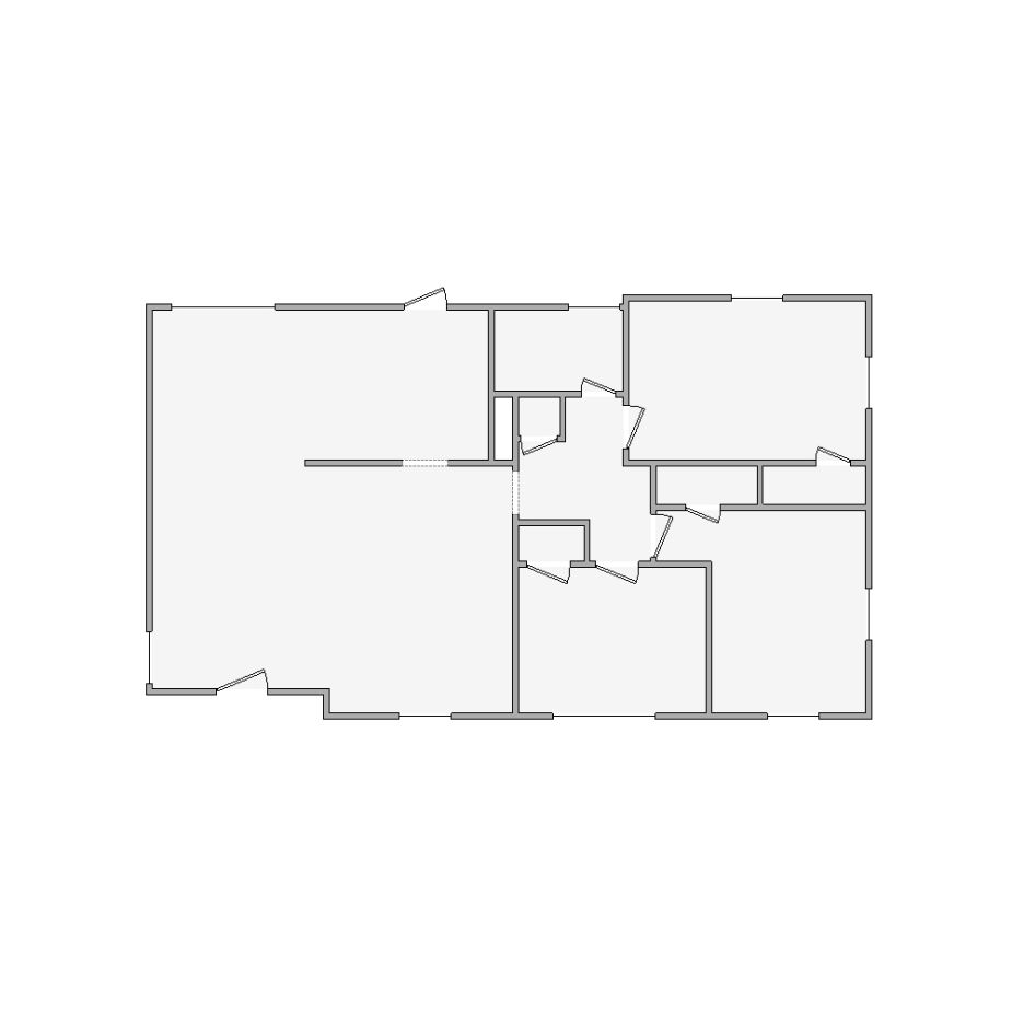 Simple interior sketch for Xactimate (501-1000 SF). Perfect for partial renovations, such as updating floors, walls, or ceilings, without full detailing.