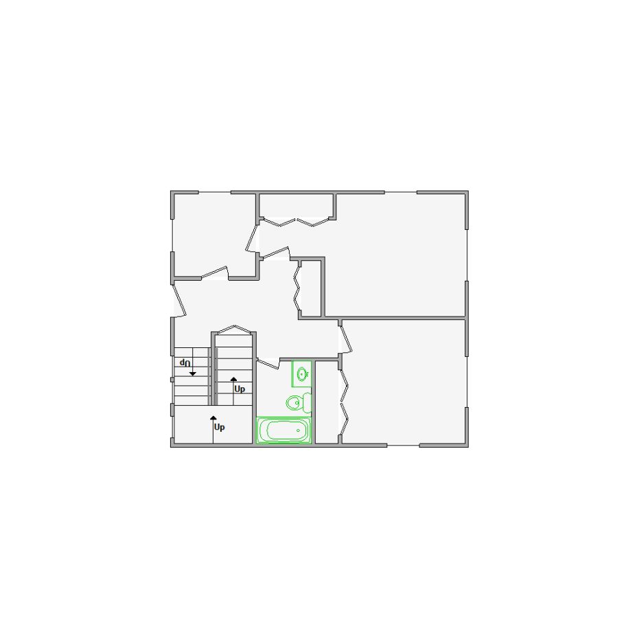 Detailed interior sketch for Xactimate (501-1000 SF) for damage assessment and restoration. Includes doors, windows, ceilings, kitchen and bathroom symbols.