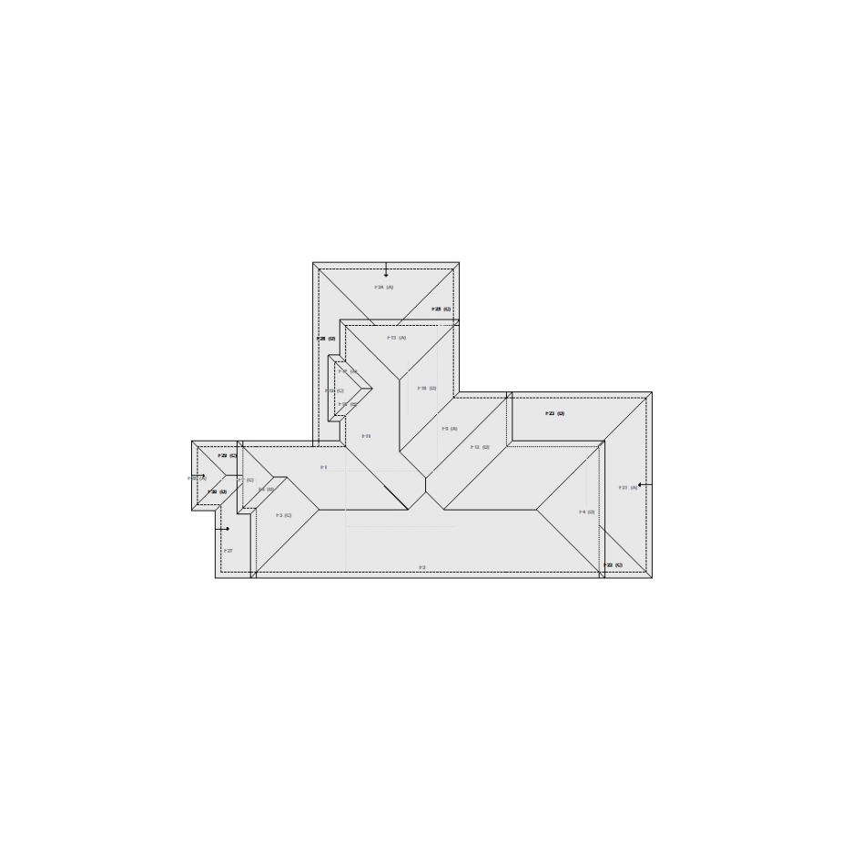 Roof sketch of a residential structure with a roof area (21-30 SQ), ideal for damage assessment and restoration purposes in Xactimate.
