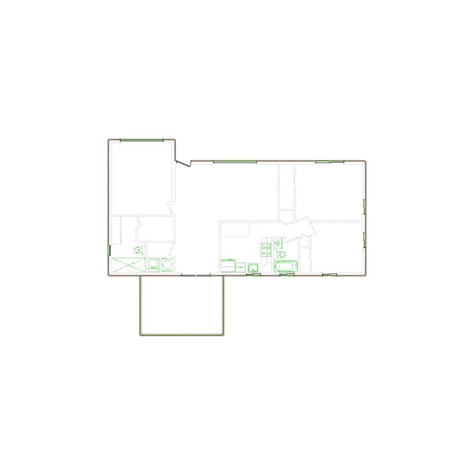 Detailed exterior sketch (1001-1500 SF) based on interior layout provided by the client or created by us. Suitable for siding, paint, and wall estimates.