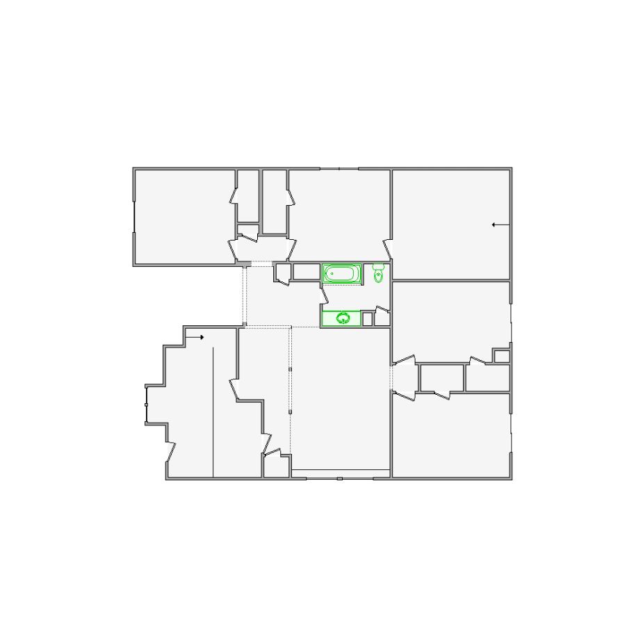 Detailed interior sketch for Xactimate (3501-4000 SF) for damage assessment and restoration. Includes doors, windows, ceilings, kitchen and bathroom symbols.