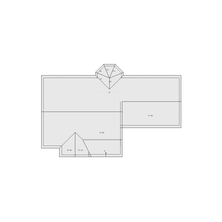 Roof sketch of a residential structure with a roof area (21-30 SQ), ideal for damage assessment and restoration purposes in Xactimate.