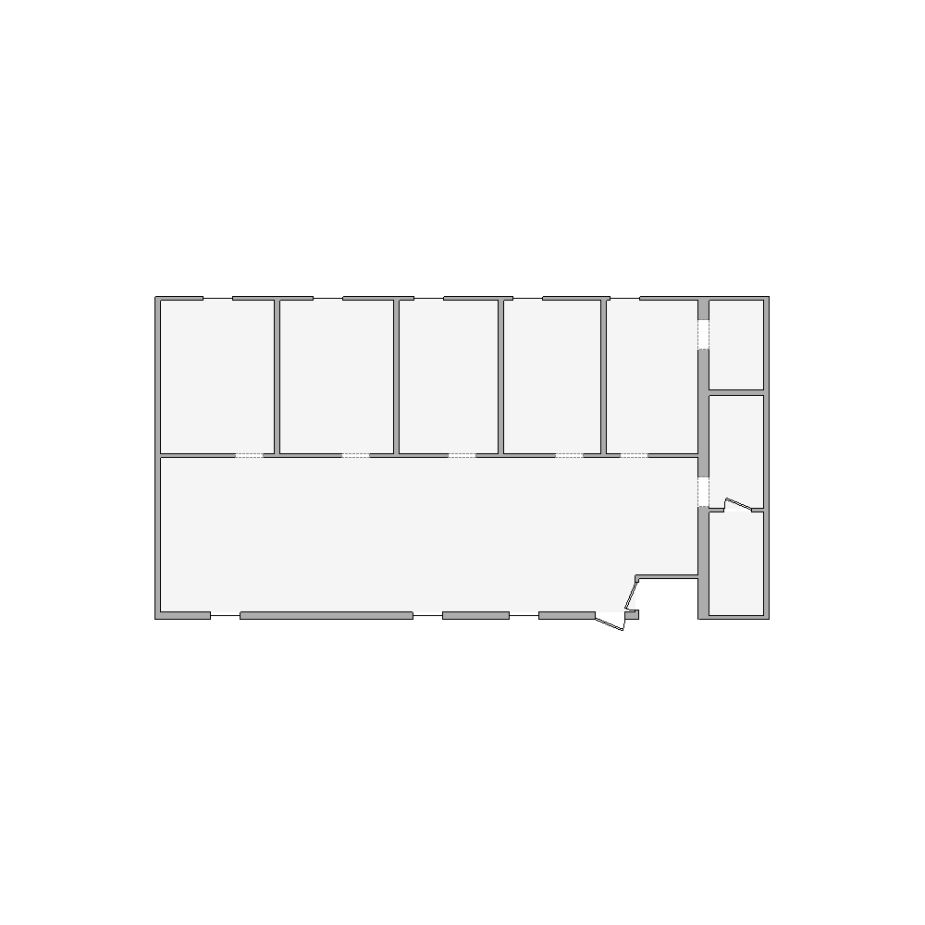 Detailed commercial interior sketch for Xactimate (1001-1500 SF). Accurate layouts for damage assessment, insurance claims, and restoration projects.