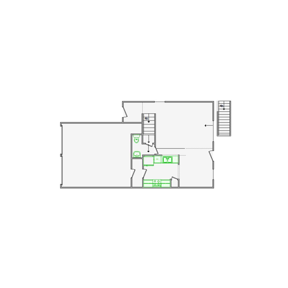 Detailed interior sketch for Xactimate (1501-2000 SF) for damage assessment and restoration. Includes doors, windows, ceilings, kitchen and bathroom symbols.