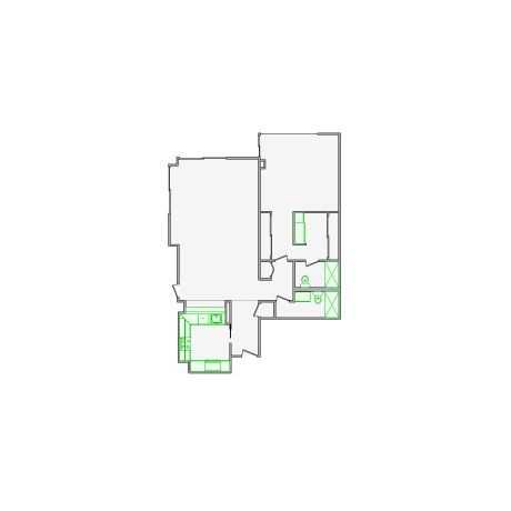 Detailed interior sketch for Xactimate (1001-1500 SF) for damage assessment and restoration. Includes doors, windows, ceilings, kitchen and bathroom symbols.