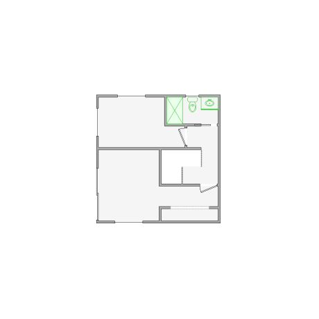 Detailed interior sketch for Xactimate (251-500 SF) for damage assessment and restoration. Includes doors, windows, ceilings, kitchen and bathroom symbols.
