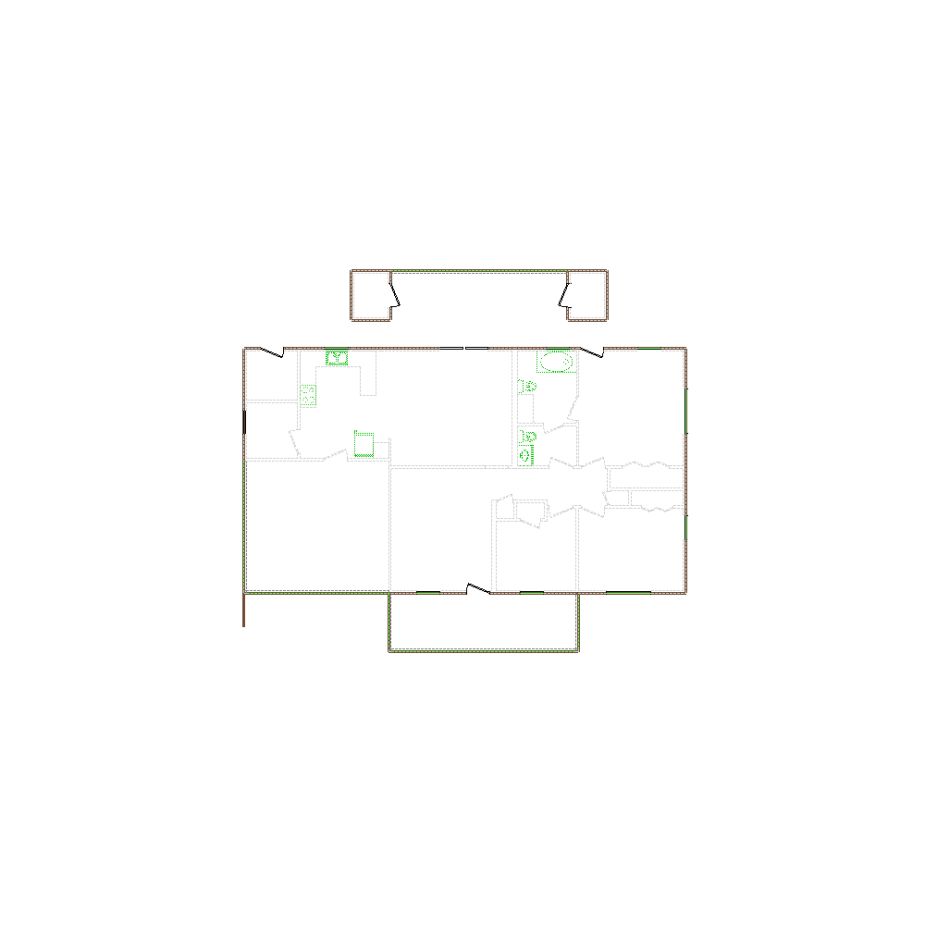 Detailed exterior sketch (2001-2500 SF) based on interior layout provided by the client or created by us. Suitable for siding, paint, and wall estimates.