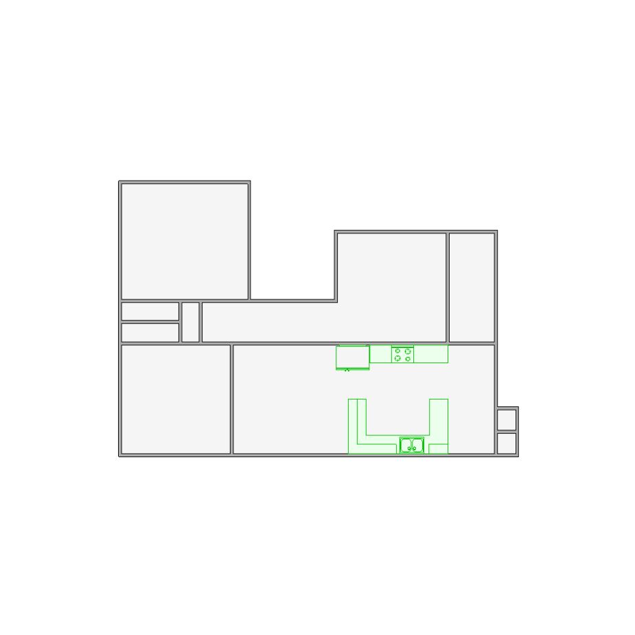 Simple interior sketch for Xactimate (501-1000 SF). Perfect for partial renovations, such as updating floors, walls, or ceilings, without full detailing.