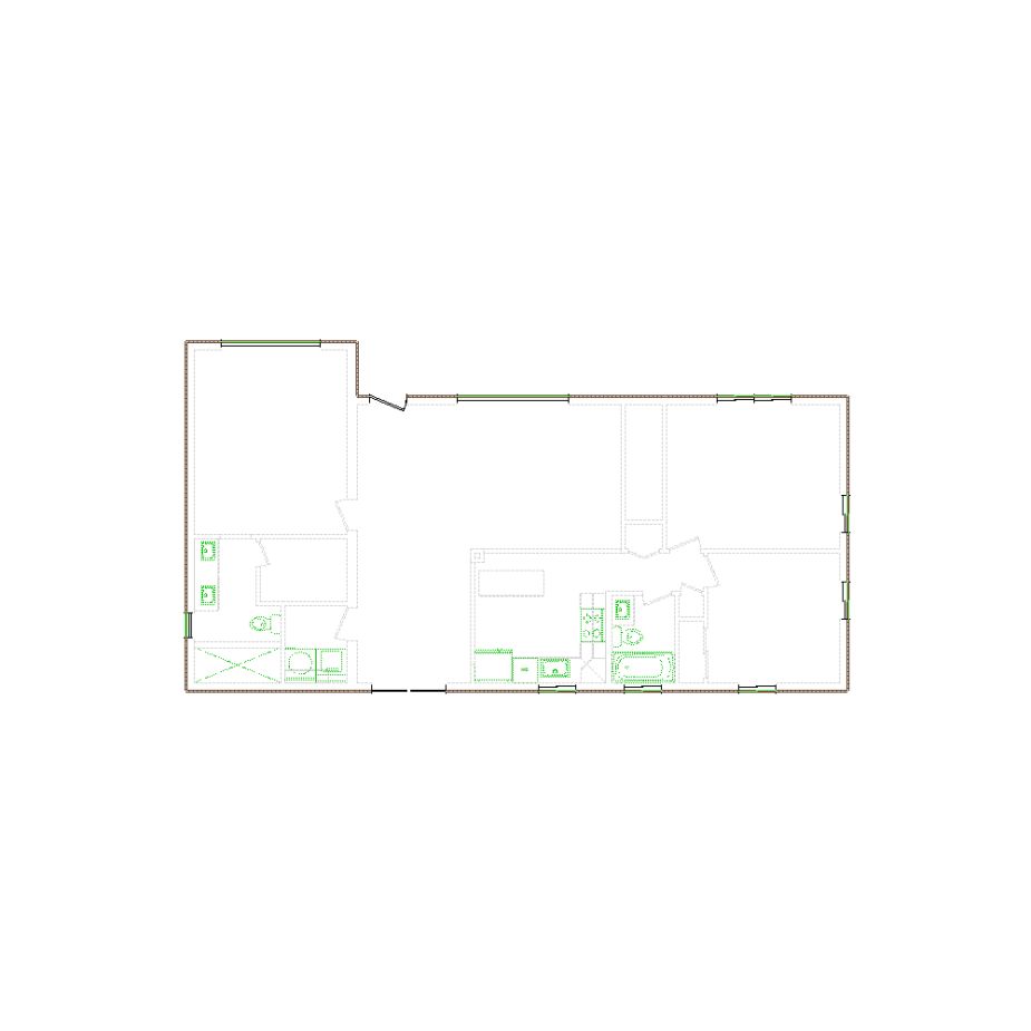 Detailed exterior sketch (1001-1500 SF) based on interior layout provided by the client or created by us. Suitable for siding, paint, and wall estimates.